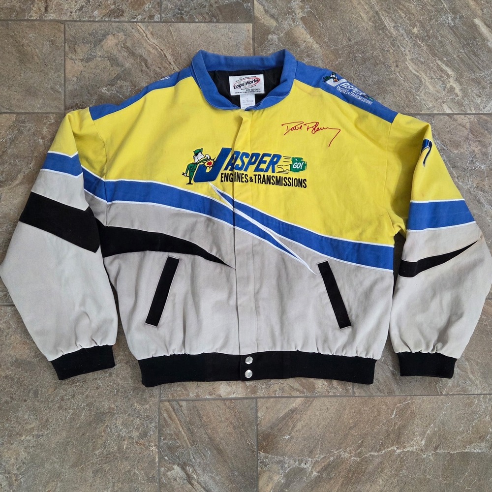 Vintage Jasper Engines NASCAR Racing Jacket Embroidered Logo Mens XL Logo Works